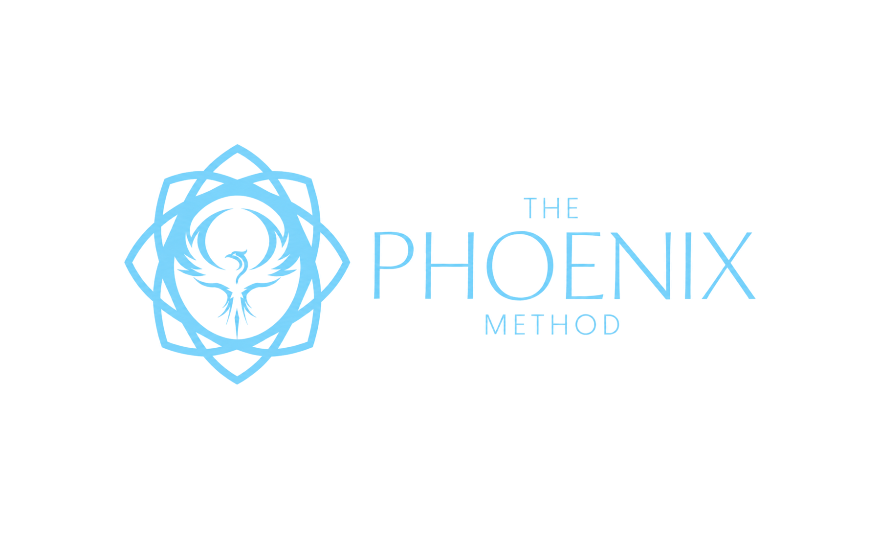 Phoenix Method baby-blue logo on a white background